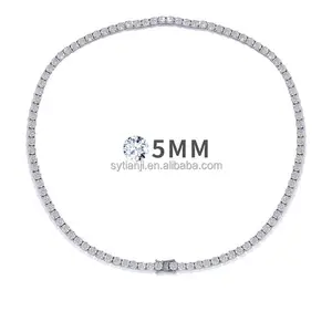 SINOCRE Hiphop Moissanite Tennis Necklace Top Supplier Heart 925 Sterling Silver Cuban Link White Gold