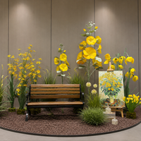 Bunga Artifisial Modern Dapat Dilepas, Instalasi Bunga Kuning, Display Acara Komersial, Latar Belakang Pernikahan, Desain Kustom