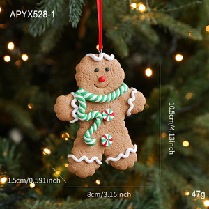Wholesale Soft Clay Gingerbread Man Ornaments, Hand Painted Mini Gingerbread Hanging Pendant for Christmas Tree <b>Xmas</b> Home Decor - Product Image 5