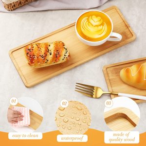 Plateau de service en bambou, plateau de rangement en bois simple pour aliments et articles divers, utilisation sur bureau - Product Image 4