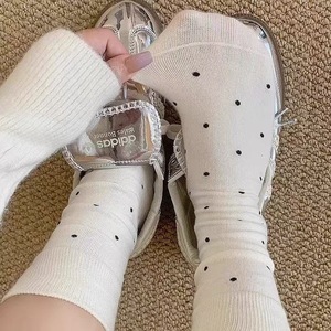 Paipaidx Calcetines hasta media pantorrilla para mujer, calcetines holgados grises con lunares, transpirables, absorbentes del sudor, calcetines de moda para primavera y verano - Product Image 2