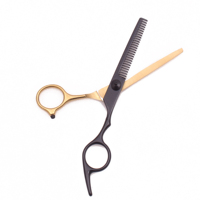 Set de Tijeras de Peluquería de Acero Japonés Inoxidable de 6" Afiladas para Entresacar para Barbería Salón de Belleza C1001 Tijeras de Estilista Doradas y Negras