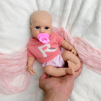 Lebensechtes 12-Zoll-Vollsilikon-flexibles Körper Kleines blauäugiges wieder geborenes Baby mit offenem Mund Mini-Stofftier