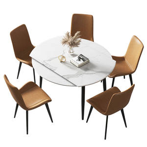 OKF <span class=keywords><strong>Table</strong></span> à manger <span class=keywords><strong>ronde</strong></span> extensible multifonctionnelle en pierre frittée de luxe à double usage avec <span class=keywords><strong>rallonge</strong></span> - Product Image 1