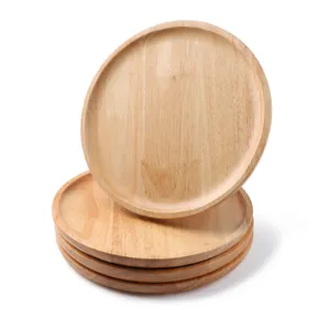 Wooden Custom Fruit Tray Round Solid Wood Plate For Snack Tea Coffee Small Tea Stand Dry Foam Plate