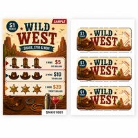 Tarjetas con Diseño de Logotipo Personalizado Profesional, Impresión Digital, Tema Vaquero Occidental, 3 Ventanas, con Pestaña Desprendible