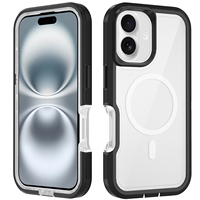 Étui de téléphone magnétique rigide 3-en-1 Sports Defender pour iPhone 16 Plus avec recharge sans fil