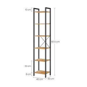 Scaffalatura industriale VASAGLE 30X60X178 <span class=keywords><strong>cm</strong></span> Home Office <span class=keywords><strong>libreria</strong></span> stretta 6 livelli marrone <span class=keywords><strong>libreria</strong></span> - Product Image 5