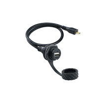 Conectores USB 2.0 Hembra M20 Impermeables, Cable Hembra a Macho de 90 Grados, 0.3m, Carcasa de Nylon PA66 para Aplicaciones Automotrices