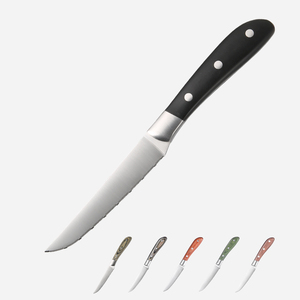 Ensemble de 6 couteaux <span class=keywords><strong>à</strong></span> steak modernes en acier inoxydable <span class=keywords><strong>à</strong></span> bord dentelé, manches en ABS, durables, écologiques, couteaux de cuisine ambidextres - Product Image 2