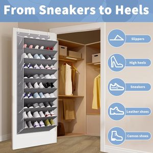 30 Pairs Over The Door <b>Shoe</b> Organizer 10 Tier Hanging Rack Deep Pocket Closet Storage Extra Large Fabric Non Woven - Product Image 4