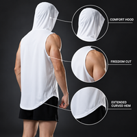 Veste de sport sans manches à capuche en gros, haute qualité, respirante, en polyester, pour le fitness, vente directe d'usine