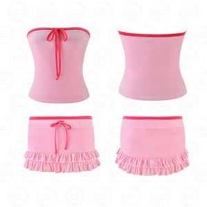 <span class=keywords><strong>Michelle</strong></span> Velvet Mini Skort Ống Top 2 Mảnh Của Phụ Nữ Loungewear Set Thêu Quần Áo Cho Mùa Xuân/Mùa Hè Sản Xuất Quần Áo - Product Image 1