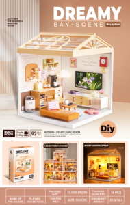 <span class=keywords><strong>ELI</strong></span> TOYS Casa de Muñecas en Miniatura 3D, Bloques de Construcción de Plástico para Armar, Rompecabezas DIY, Juguete Hecho a Mano para Desarrollar la Creatividad, Regalo - Product Image 4