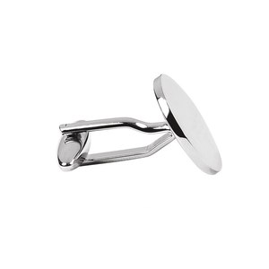 Boutons de manchette ronds 17 x 2,3 mm finition argentée, accessoire de tenue formelle pour homme - Product Image 2