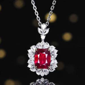 <b>Solid</b> 18K <b>Gold</b> 1.66ct Natural Unheated Pigeon Blood Ruby <b>Pendant</b> Inlaid With 24 Pcs Accent Diamonds fine Jewelry luxury <b>pendant</b> - Product Image 1