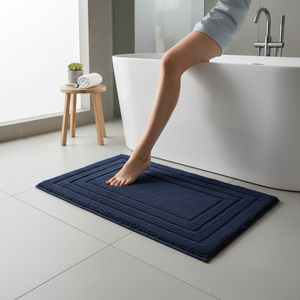 Tappetino da bagno in tessuto di cotone blu navy Kalithea 60x40 cm (Dintex 04280) - Product Image 3