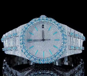 Reloj de Lujo, Sencillo, Antiguo, de Cuarzo, con Diamantes Blancos y Azules, Caja Cuadrada de Acero Inoxidable, Cristal de Zafiro, 10 Bar - Product Image 5