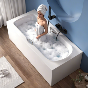 Baignoire autoportante blanche au design moderne, baignoire en acrylique indépendante pour la maison et l'hôtel - Product Image 3
