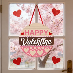 Adorno Redondo de Madera para el Día de San Valentín, Decoración de Pared con Tema de Corazón, Letrero Colgante Hecho a Mano de Madera de Boj para Interiores 666998 - Product Image 4