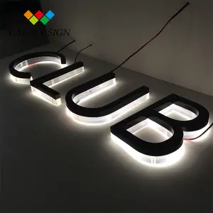 Backlit 3d acrylic signage gold storefront aluminum business steel letter signs board for my business