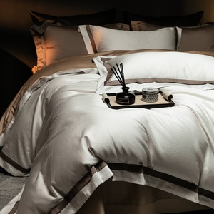 Minimalist 100-Count Cotton <b>Bedding</b> <b>Set</b> Striped Solid Color Four-Piece Duvet Cover <b>Set</b> Breathable Soft Skin-Friendly All-Cotton - Product Image 1