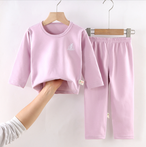 Fourniture directe par le fabricant d'ensembles de sous-vêtements thermiques pour enfants en <span class=keywords><strong>velours</strong></span> allemand de couleur unie, de vêtements pour la maison et de pyjamas sans couture - Product Image 5