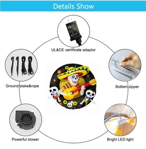 Decoración de Pared Inflable de 4 Pies con Esqueleto de Mariachi del Día de Muertos y Pequeños Calaveras con Luces LED - Product Image 5