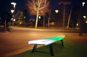 Banco moderno de plástico con luz Led, muebles de jardín, Led Banco Comercial de <span class=keywords><strong>aeropuerto</strong></span>, sillas de Banco largas brillantes - Product Image 5