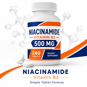 Comprimés de supplément blanchissant à la vitamine B3 Niacinamide, végétaliens, sans produits laitiers, certifiés Halal, personnalisés OEM, de qualité supérieure, 240 comprimés/flacon, GMP - Product Image 2