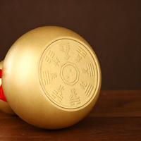 Statue de Feng Shui en Cuivre en forme de Gourde, Ornement en Calabash Ouvertable avec Ruban Rouge, Symbole Traditionnel Chinois de Richesse et de Protection