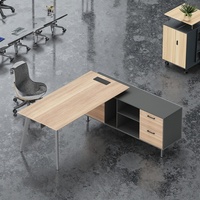 Bureau de direction en bois de luxe moderne en forme de L, convertible et extensible, taille personnalisable, pour usage domestique ou professionnel