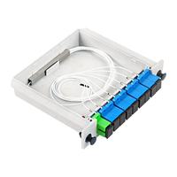 Divisor de Fibra Óptica PLC Damu 1x8, Entrada APC, Salida UPC, Conectores SC, Tarjeta de Conexión, FTTH/FTTB/FTTX
