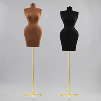 BBL Curvy Femme Demi-Corps Robe Forme Mannequin Velours Givré Grandes Hanches Buste Support Doré