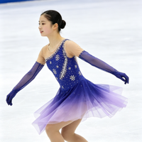 Robe de patinage artistique bleu violet avec strass, manches longues en maille, jupe irrégulière pour enfants et adultes, compétition et performance