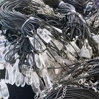 Points de cristal de quartz clair brut foré en gros pour pendentif