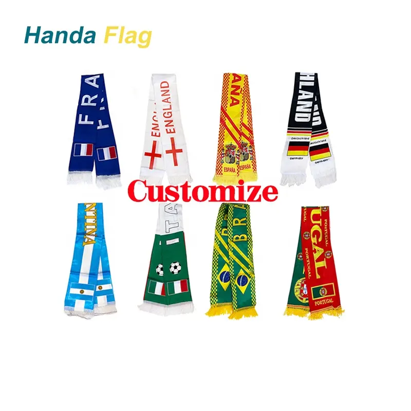 HanDa Cheap High Quality Embroidered All Soccer Club Scarf Custom Design Football Fan Team Cheering Scarf