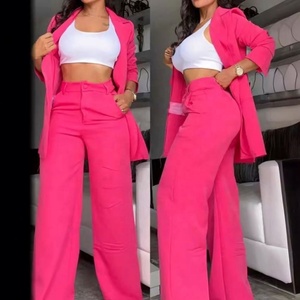 2025 Stylish Women s Suit Set in Solid Color With Split Sleeve Jacket and Straight Leg Pants <strong>Trends</strong> - Product Image 4