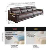 Ensemble de canapés en cuir véritable de style italien, chaise longue en cuir pleine fleur, dossier rembourré, cadre en bois massif mobile, pour salons d'angle