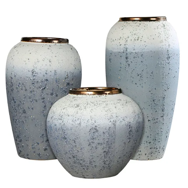 Jarrón de cerámica con puntos coloridos para decoración del hogar, jarrón grande y sencillo de lujo con pantalla única