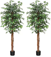 Arbres Artificiels d'Intérieur pour Décoration Maison, Plantes Vertes en Pot, Faux Bonsaï Plastique, Plantes Artificielles