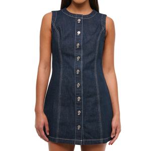 เดรสยีนส์มินิสั่งทำขายส่งสำหรับผู้หญิง แขนกุด ทรงเข้ารูป สไตล์วินเทจ - Product Image 3