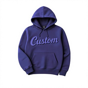 Sweat à capuche pour homme violet, imprimé en relief, coupe oversize, épaules tombantes, coupe carrée, broderie effet usé, délavage à la pierre, strass, personnalisable, MOQ 10 - Product Image 1