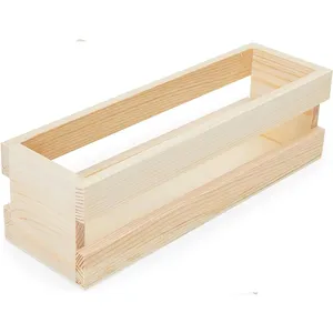 Juego de bandejas de madera con asa, cajas para almacenamiento (color natural, 3 piezas)