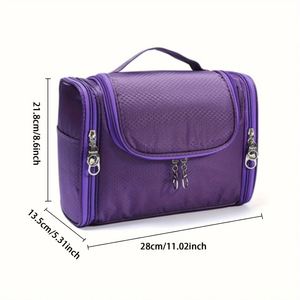 Custom Logo Embroidered Quilted Zipper Waterproof 3-6L Capacity <b>Makeup</b> Bag Women Personalized Travel Cosmetic Pouch Oxford <b>Case</b> - Product Image 4