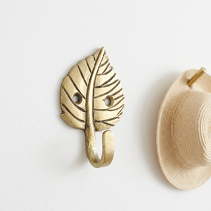 AK Brass Betel Leaf Design Antique Finish Brass Wall <b>Hook</b> <b>Decorative</b> Metal <b>Coat</b> Hanger Wall Hanger Home Decor - Product Image 1