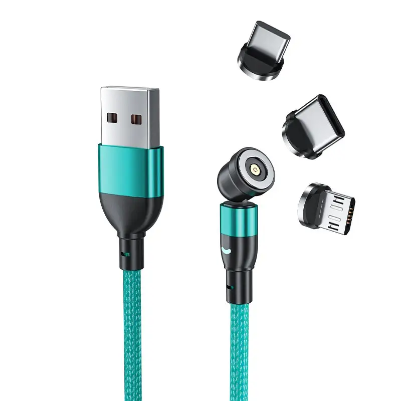도매 L 모양 및 스트레이트 3A USB 데이터 케이블 540 도 회전 마그네틱 충전기 3 in 1 고속 충전 USB 케이블 전화