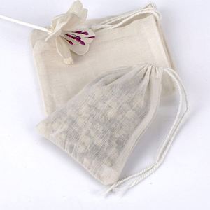 Wholesale Custom Logo Personalized Soft Fabric Calico Canvas Cotton Drawstring <b>Bag</b> With Double <b>String</b> - Product Image 3