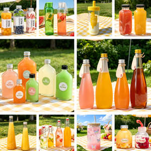 Botella de Vidrio Transparente Esmerilada de 200ml, 330ml, 500ml, 750ml, Forma de Pera Cónica, Vacía, para Vino, Jugo, Refresco, Bebidas, Agua, con Tapa, en Oferta - Product Image 6