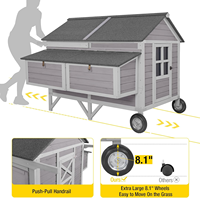 Poulailler en bois mobile poulailler avec nichoir, grande cage à volaille mise à niveau avec cadre en fer solide, durable et étanche